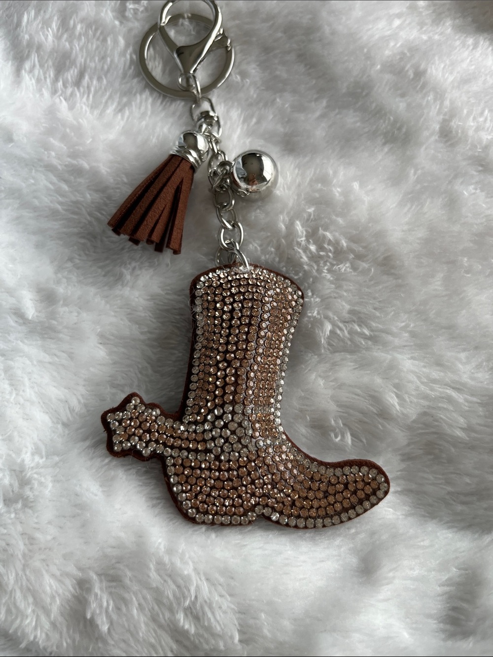 Cowboy Boot | Crystal Embellished Brown Cowboy Boot Bag Charm / Keychain